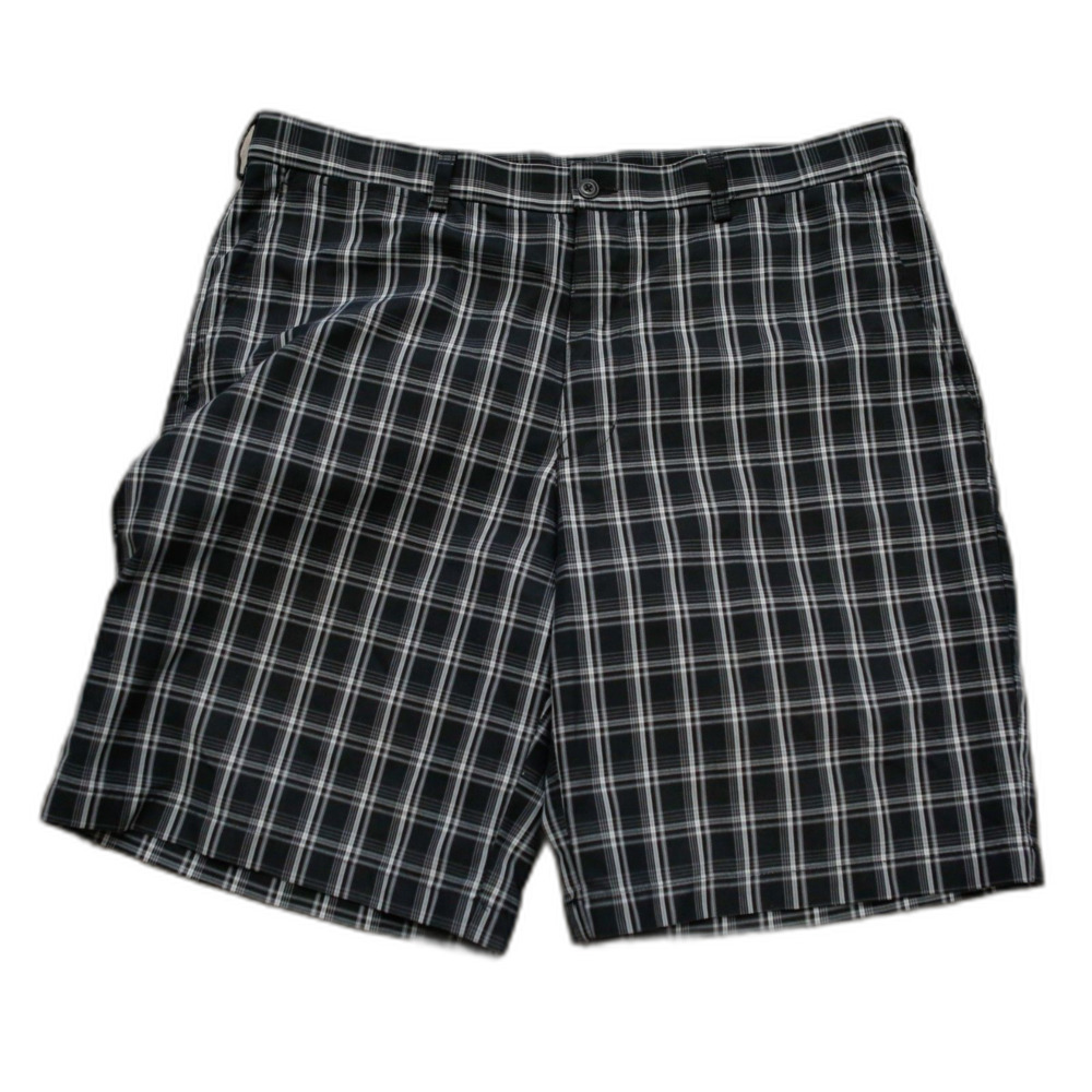 PGA TOUR Men’s Plaid Golf Shorts Size 38 Black Gray Performance Polyester - Picture 2 of 6